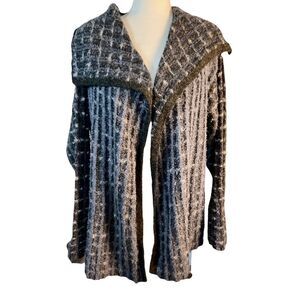 Ireland Collection Yvonne Bergin Wool Silk Blend Knit Open Front Cardigan Sz OS